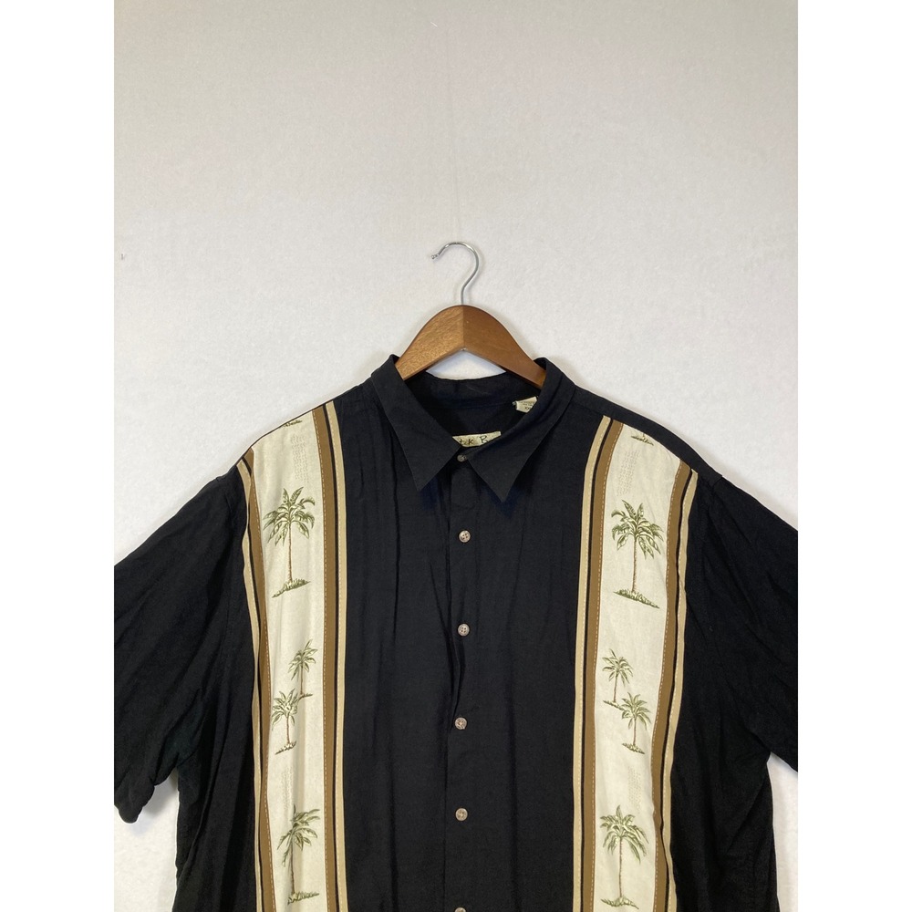 Batik Bay Button Up Mens XXL Black Palm Tree Tropical Rayon‎ Hawaiian Shirt - Picture 4 of 7